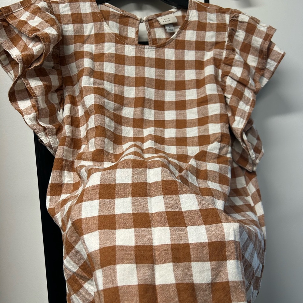 a new day Brown and White Checkered Blouse - Picture 2 of 6